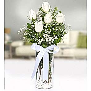 Vazoda 5 Adet Beyaz Gül Ankara Çiçekçi