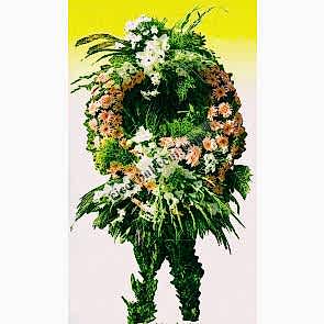 Cenaze Çelenkleri Turncu ve Beyaz Çiçek Ağırlıklı Tasarım