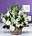 Beyaz Gerbera, Glayor ve Mor Lisyantus Aranjmanı 